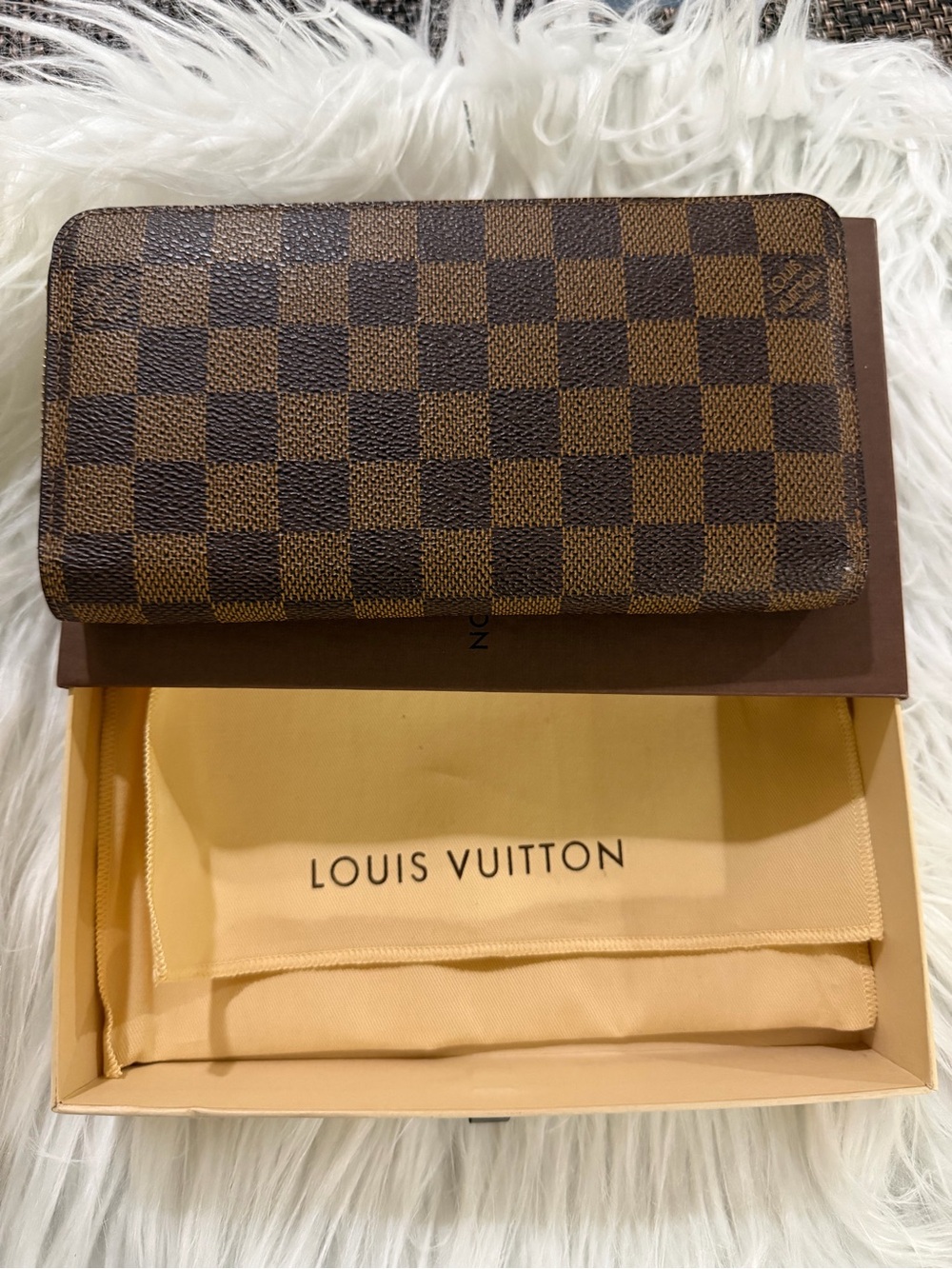 Louis Vuitton Brown Damier Ebene Zip-Around Wallet